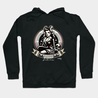 Capricorn's Climb: The Mountain Maven - Pin up Vintage Retro Zodiac Sign Hoodie